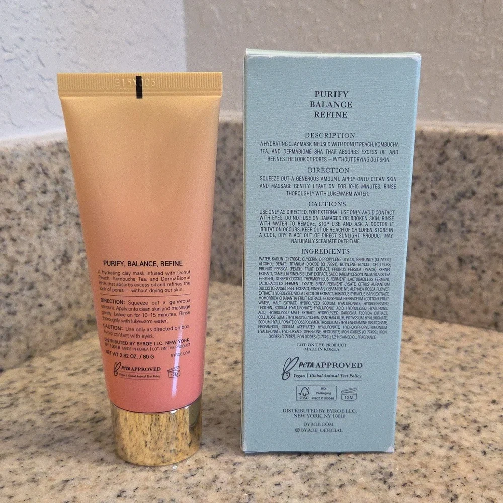 Byroe Peach Kombucha Tea Purifying Clay Mask - Picture 3 of 5